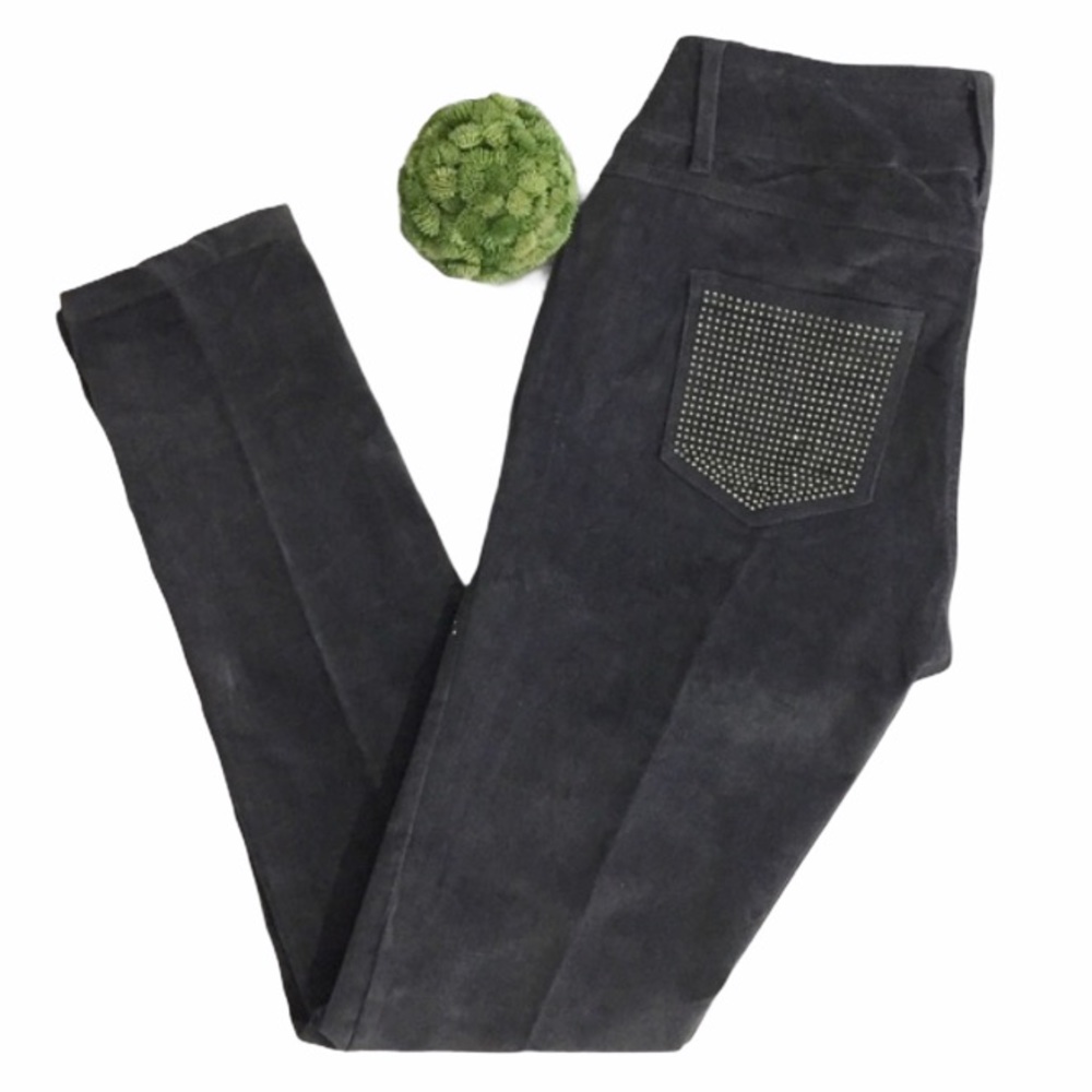 VO JEANS Gray Velour Pants Rhinestones Bling NWOT